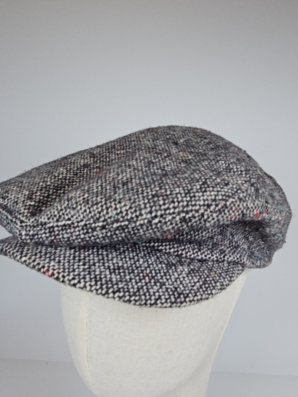 Bee Hats Newsboy Cap Gray Speckled Tweed Wool Size XL